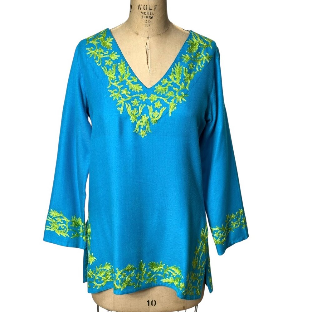 Womens tunic top with embroidery by Gretchen Scott Designs Size XS/S